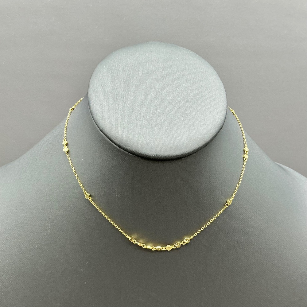 Gorjana Necklace Gold Tone Beaded Station Dainty Layering Adjustable Chain 14"